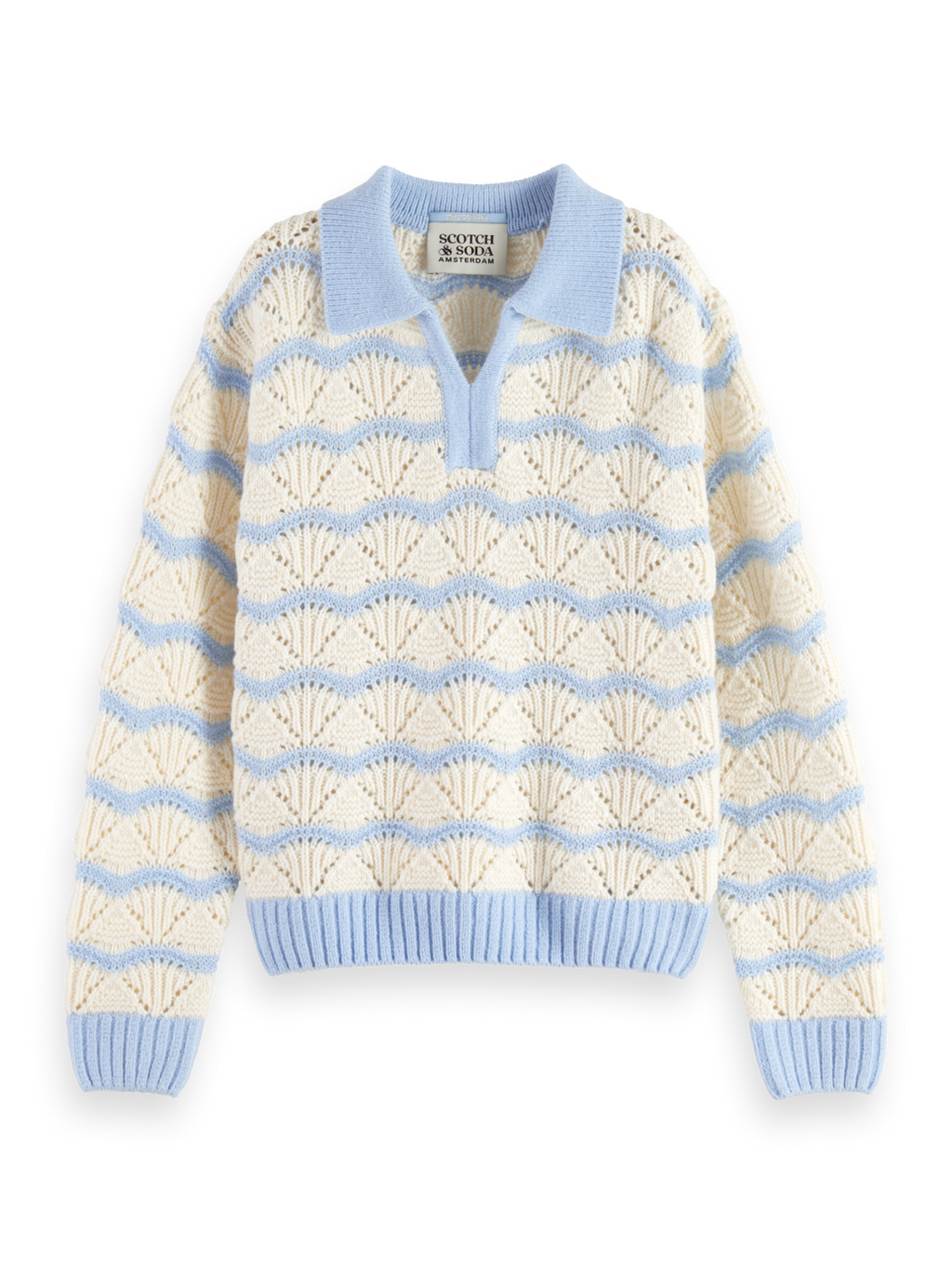 STRIPE BOXY PULLOVER WITH COLLAR