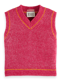 COTTON TRIPLE YARN V-NECK VEST