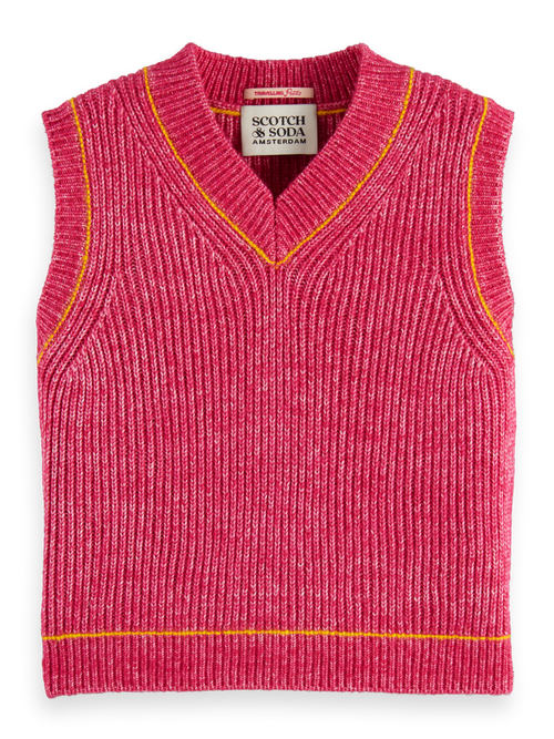 COTTON TRIPLE YARN V-NECK VEST