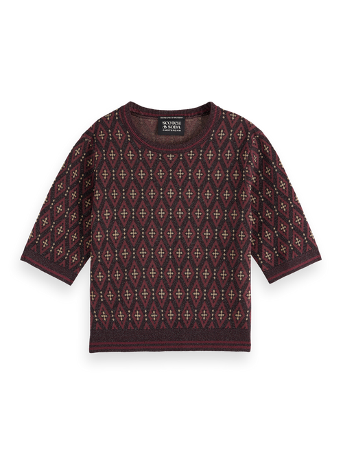 SHORT SLEEVE JACQUARD PULLOVER