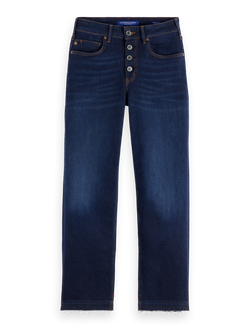 THE SKY STRAIGHT JEANS WITH EXPOSED FLY  BEATEN BLUE