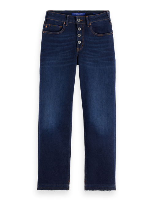 THE SKY STRAIGHT JEANS WITH EXPOSED FLY  BEATEN BLUE