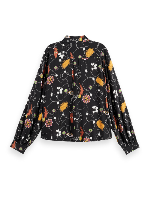 VISCOSE PRINTED BALLOON SLEEVE SHIRT