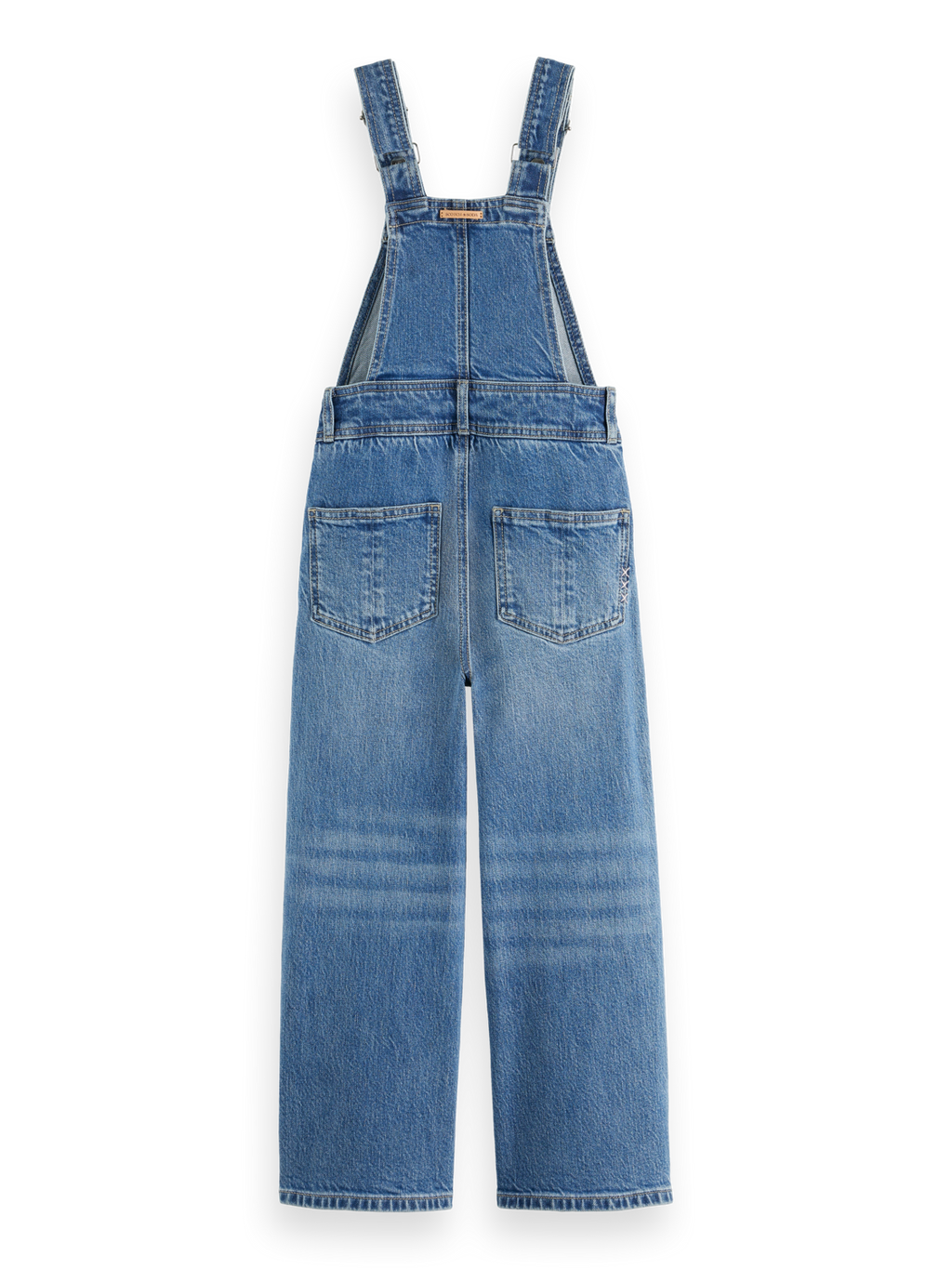 Girls WASHED DENIM DUNGAREE WITH WIDE LEG