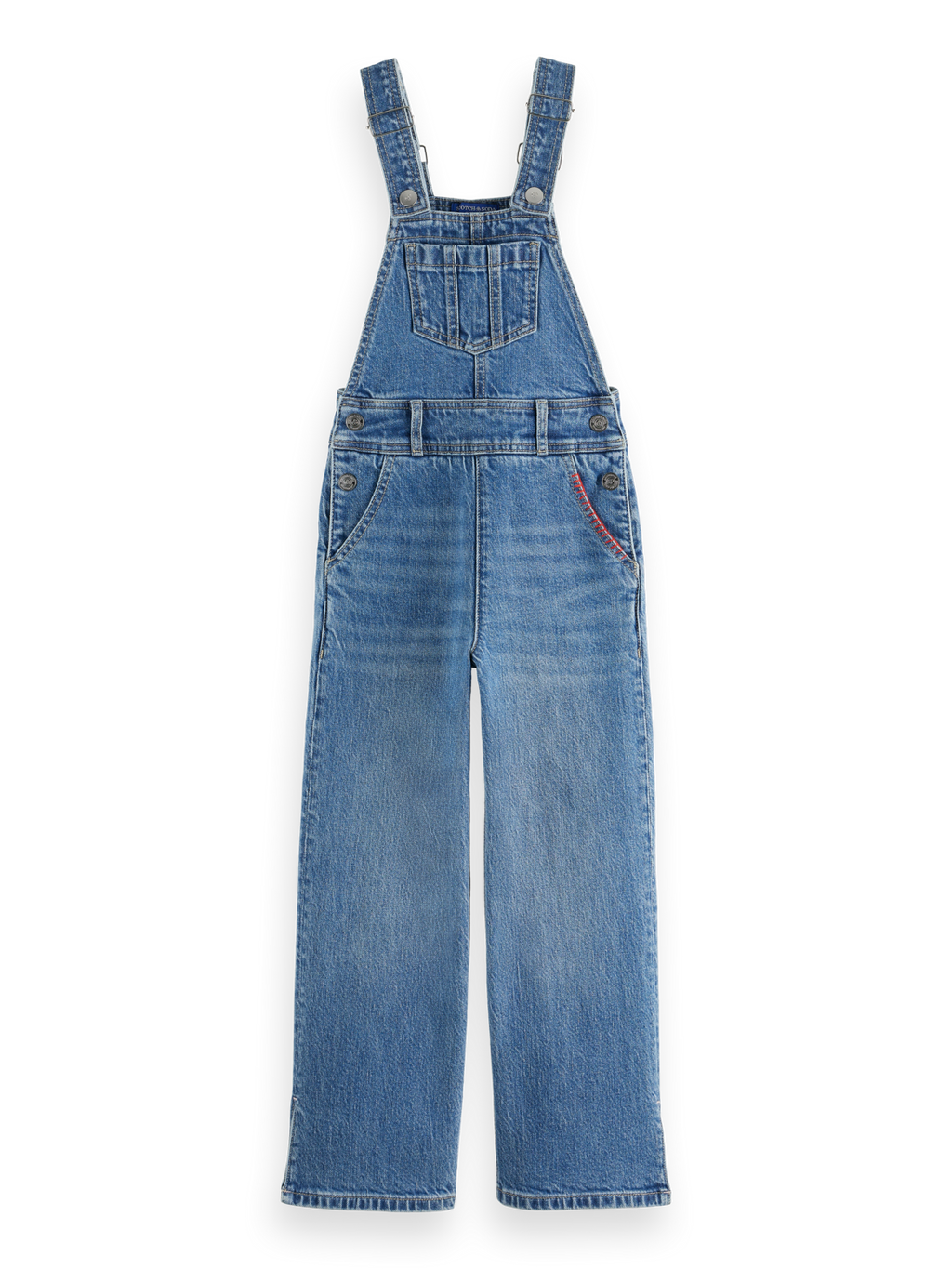 Girls WASHED DENIM DUNGAREE WITH WIDE LEG