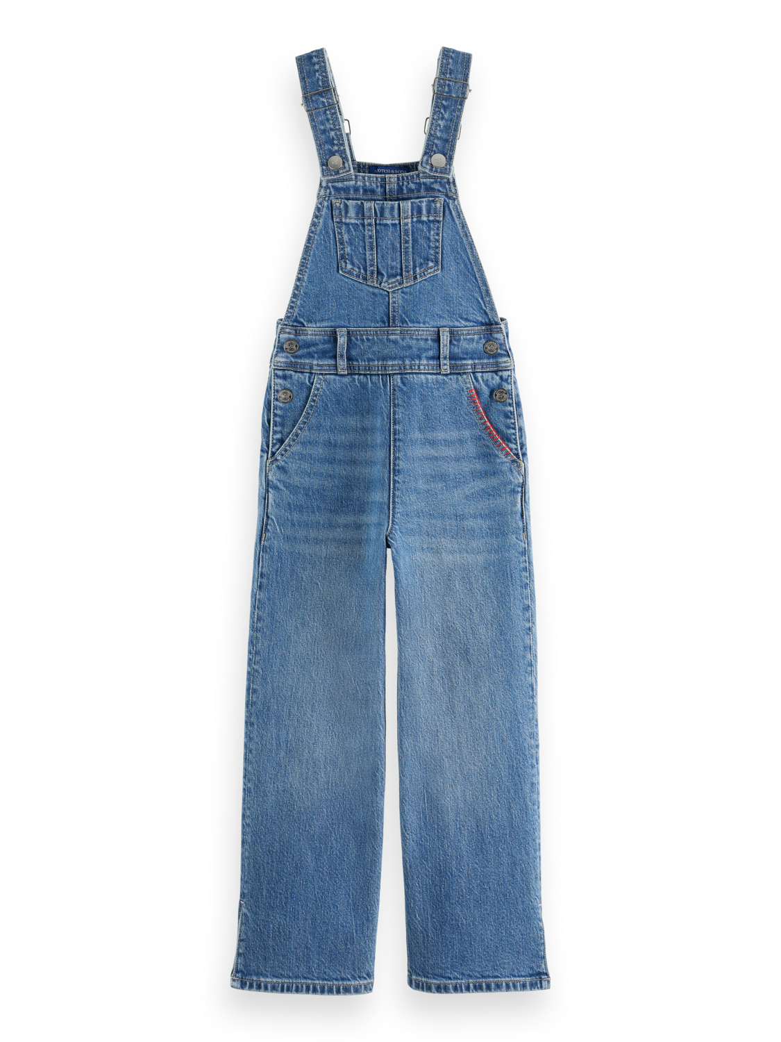Girls WASHED DENIM DUNGAREE WITH WIDE LEG