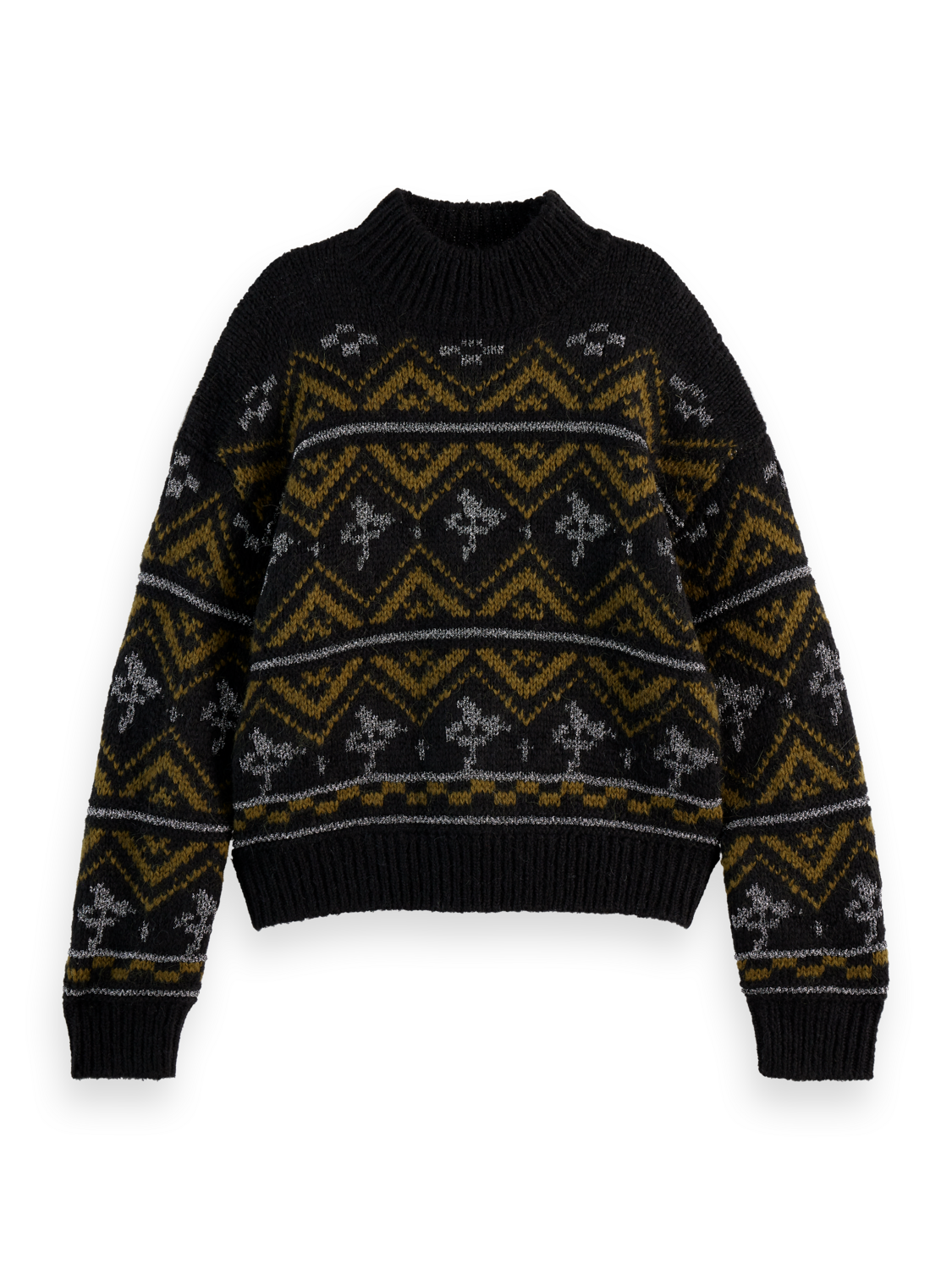 METALLIC FAIR ISLE PULLOVER