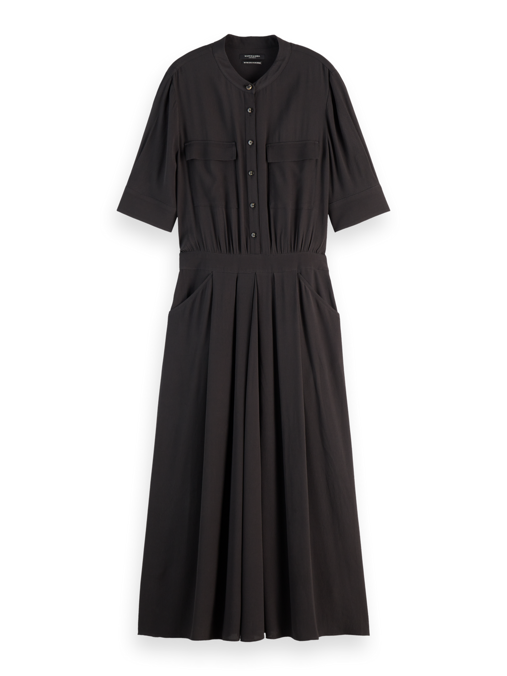 CREPE MIDI DRESS WITH CHEST POCKETS