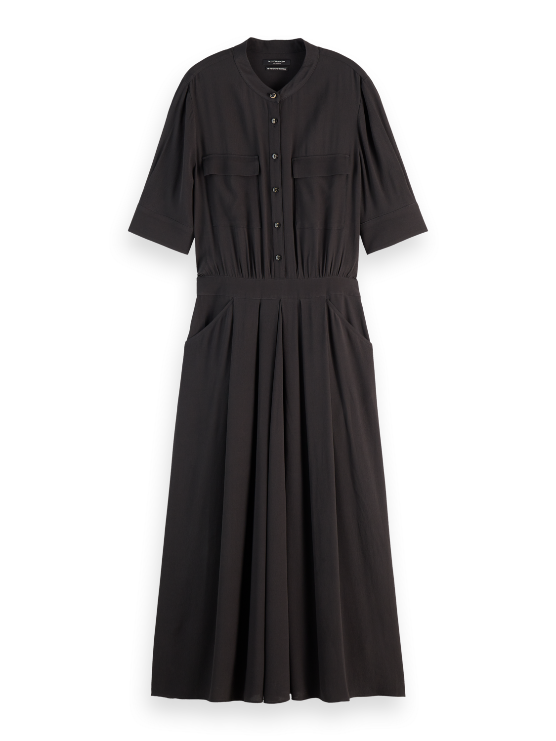 CREPE MIDI DRESS WITH CHEST POCKETS