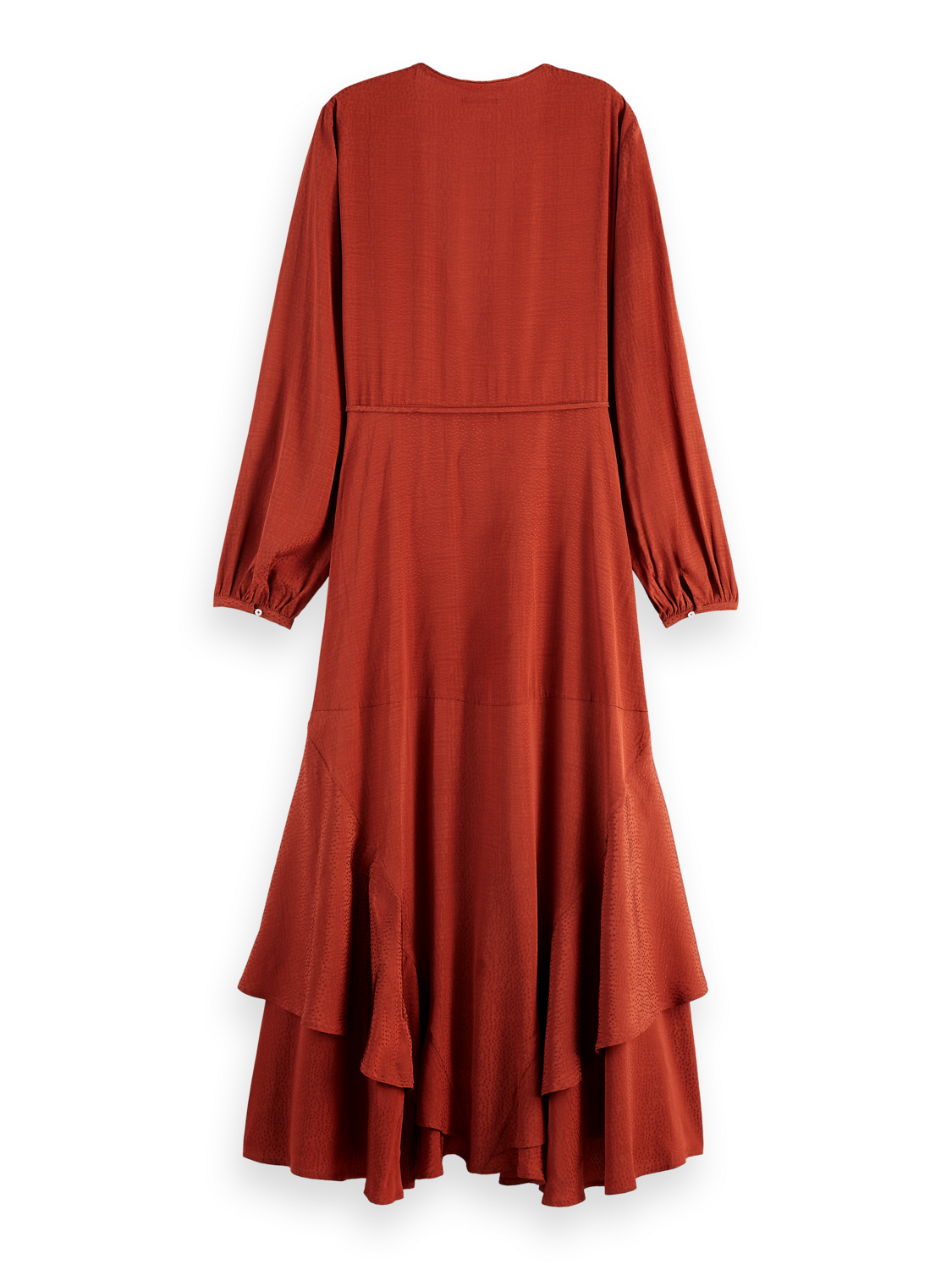 VISCOSE JACQUARD MIDI WRAP DRESS