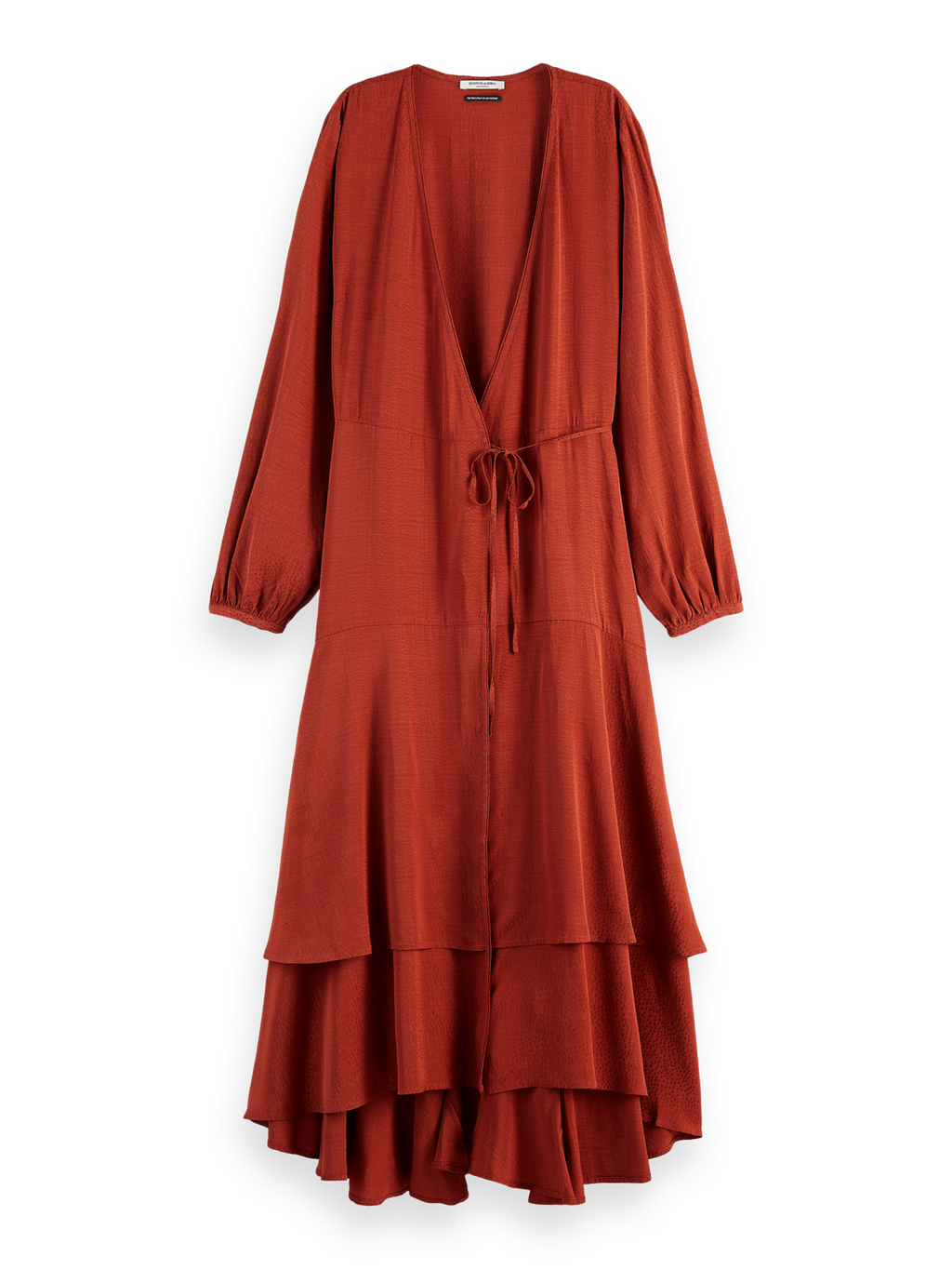 VISCOSE JACQUARD MIDI WRAP DRESS