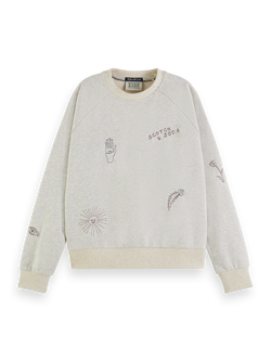 EMBROIDERED RAGLAN RELAXED FIT SWEATSHIRT