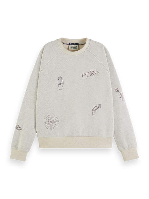 EMBROIDERED RAGLAN RELAXED FIT SWEATSHIRT