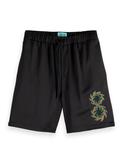 JOE JONAS X SCOTCH SODA EMBROIDERED SATEEN BERMUDA SHORT