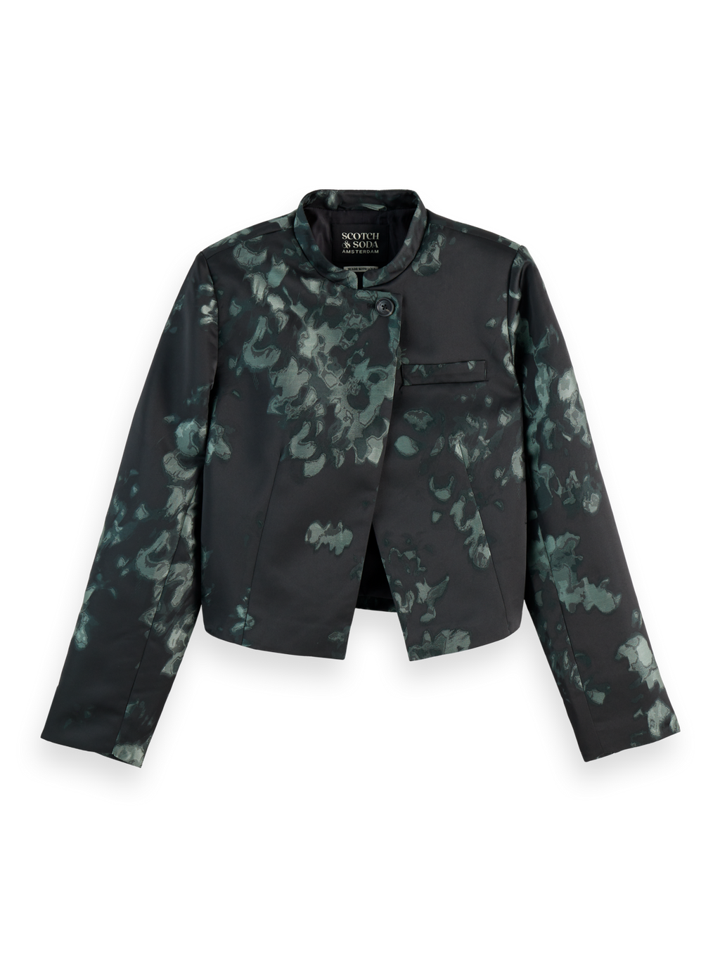 Floral jacquard cropped blazer