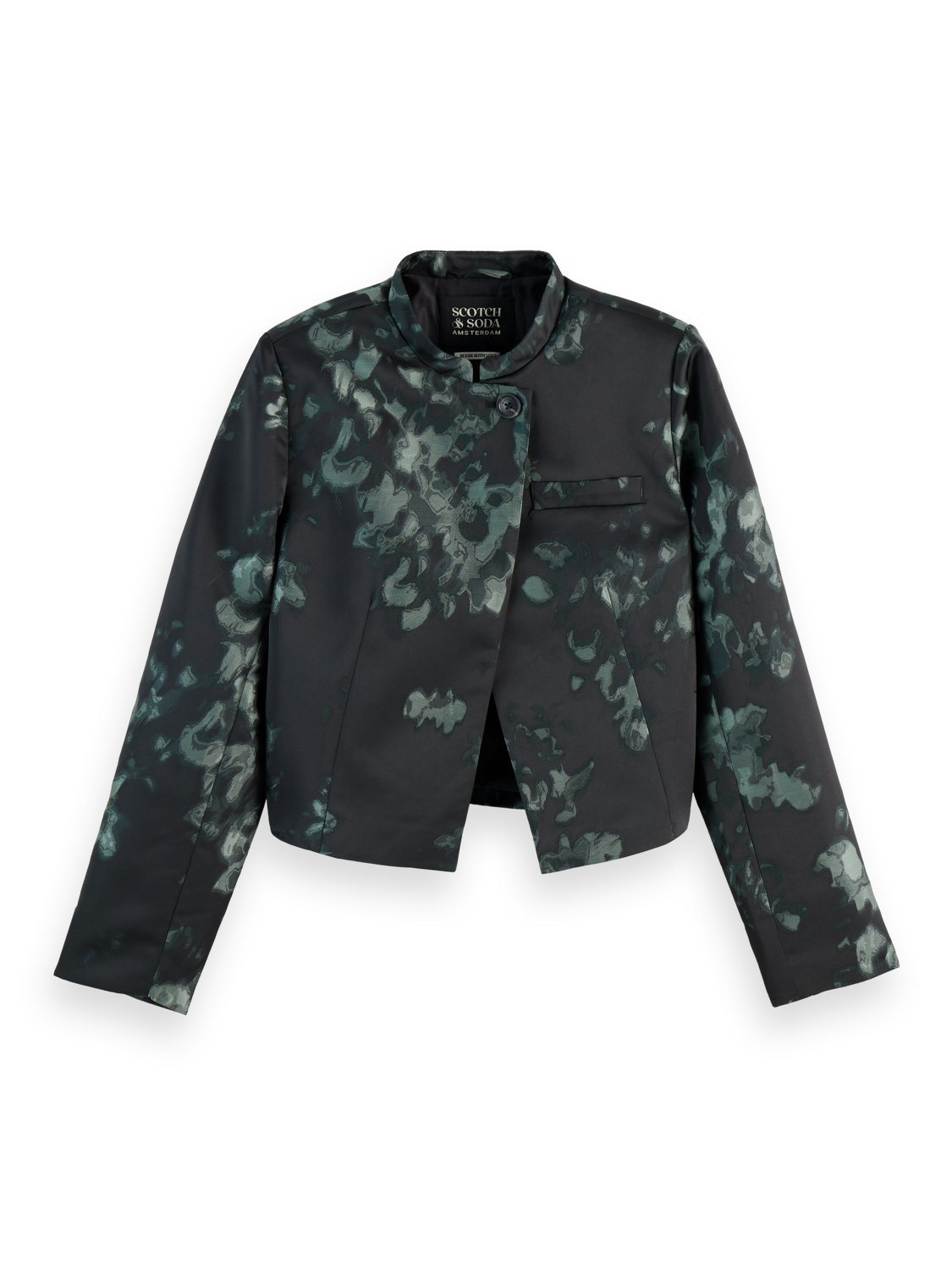Floral jacquard cropped blazer