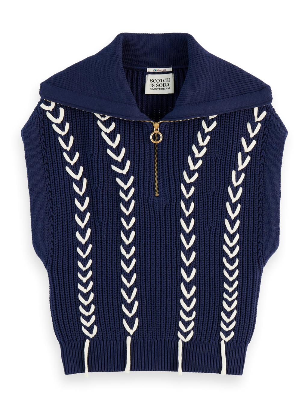 Lace detail half zip spencer