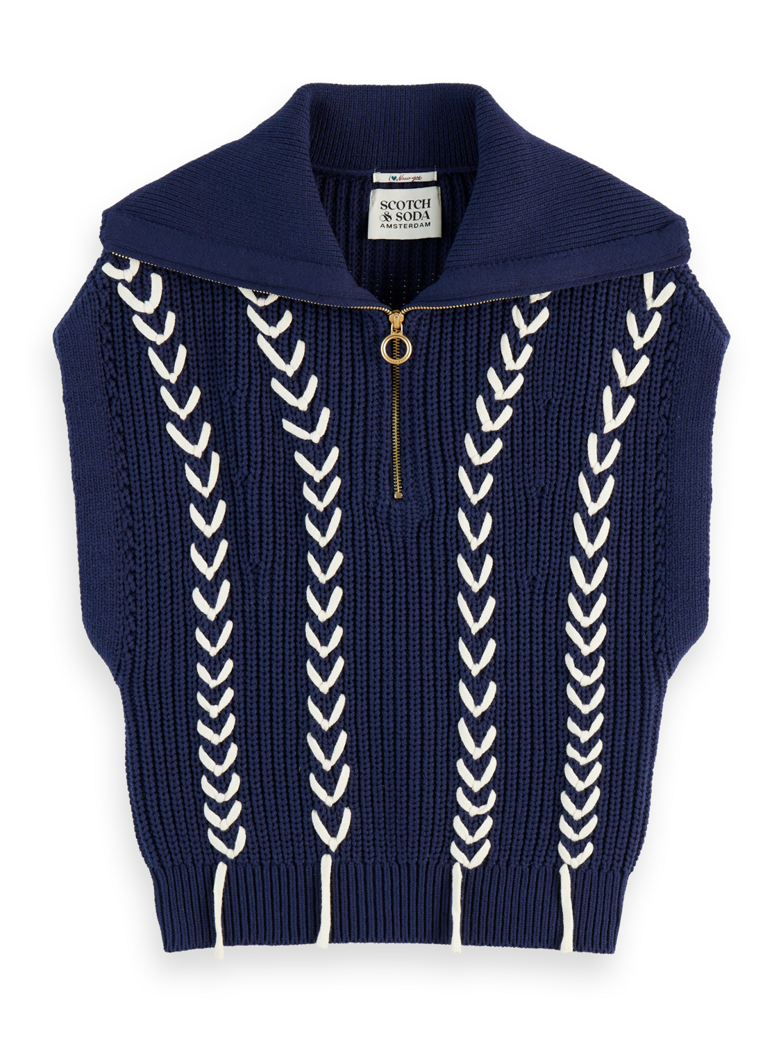Lace detail half zip spencer