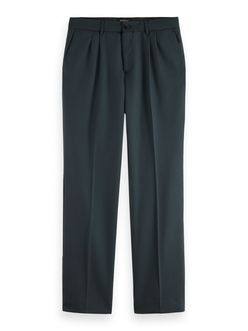 Relaxed straight pleated tailored chino