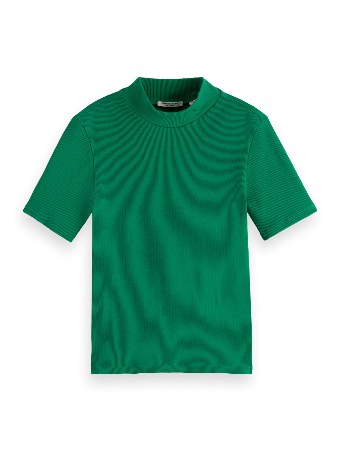 Mock neck rib t-shirt