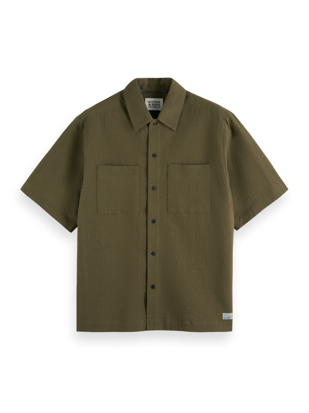 Relaxed fit short sleeve seersucker shirt