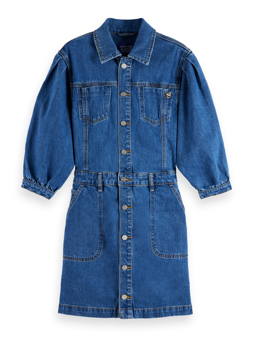 button up denim dress