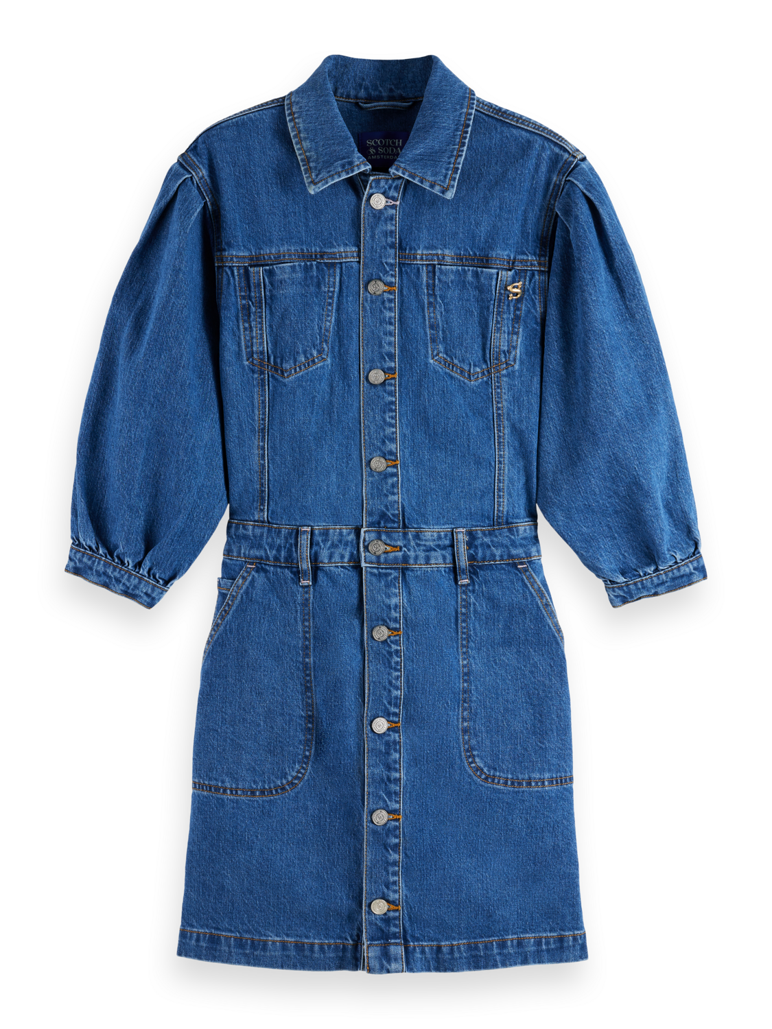 button up denim dress