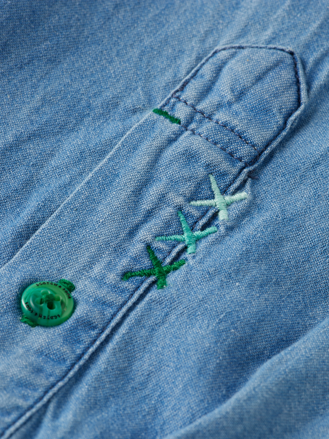 denim shirt with sleeve adjusters