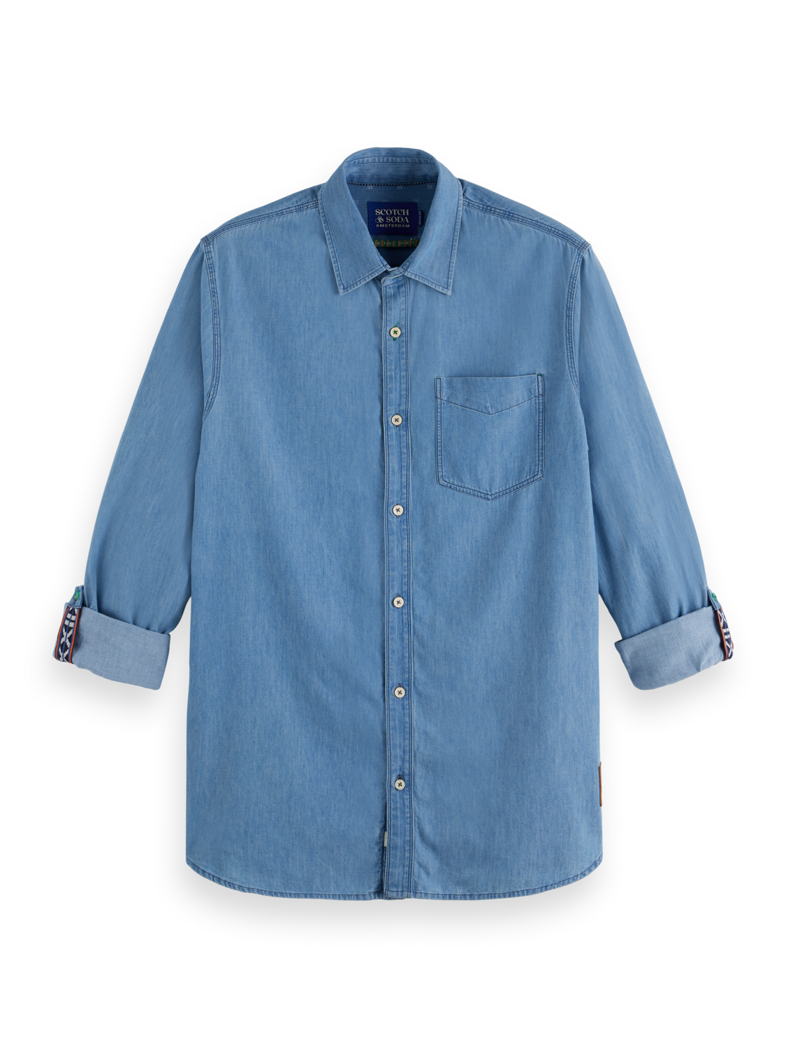 denim shirt with sleeve adjusters
