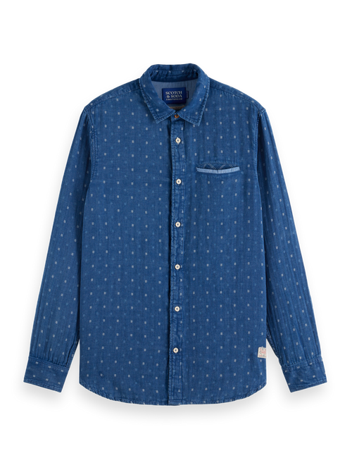 Special denim weave with wash effects shirt