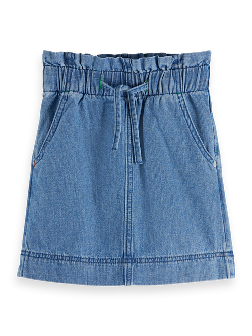 Sporty lightweight denim skirt - Washed indigo