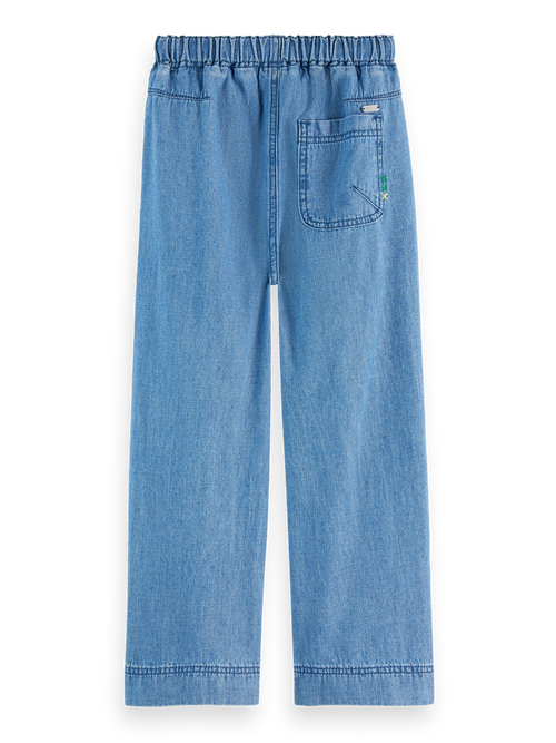 Sporty lightweight denim pants - Washed indigo