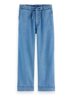 Sporty lightweight denim pants - Washed indigo