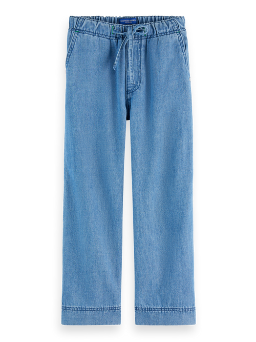 Sporty lightweight denim pants - Washed indigo