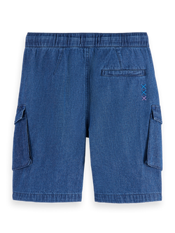 The Pitch loose denim cargo shorts - Washed indigo