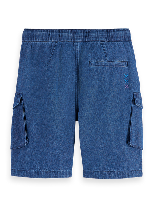 The Pitch loose denim cargo shorts - Washed indigo