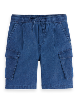 The Pitch loose denim cargo shorts - Washed indigo