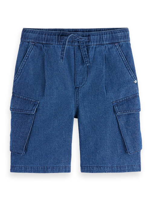 The Pitch loose denim cargo shorts - Washed indigo