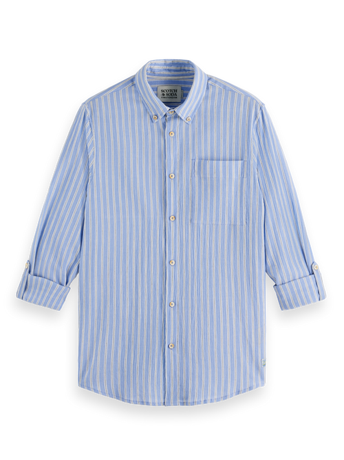 Regular fit crinkle striped shirt