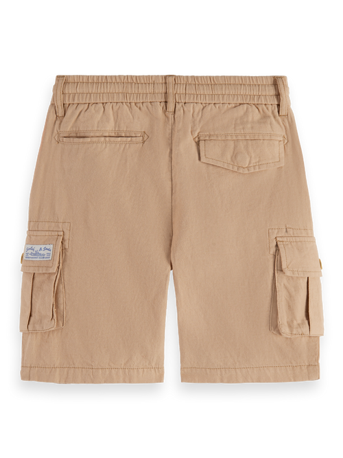 Garment-dyed linen blend cargo shorts