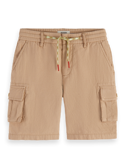 Garment-dyed linen blend cargo shorts