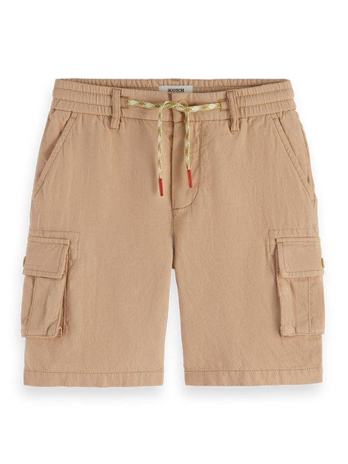 Garment-dyed linen blend cargo shorts