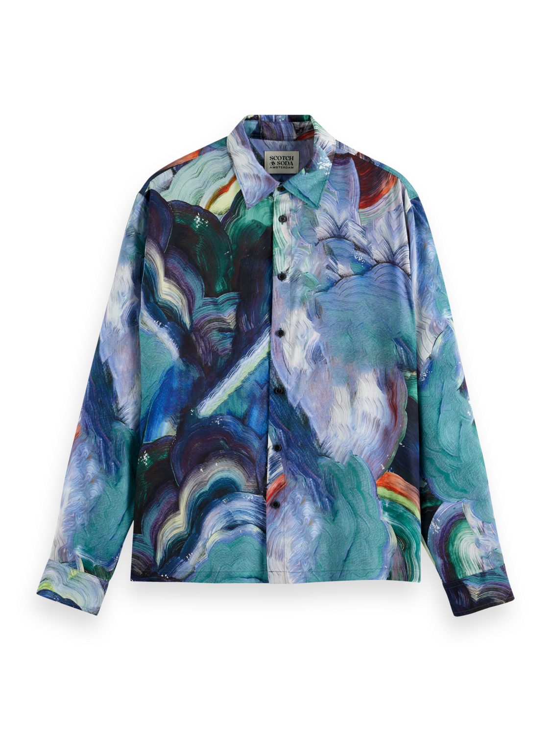 abstract print tencel shirt