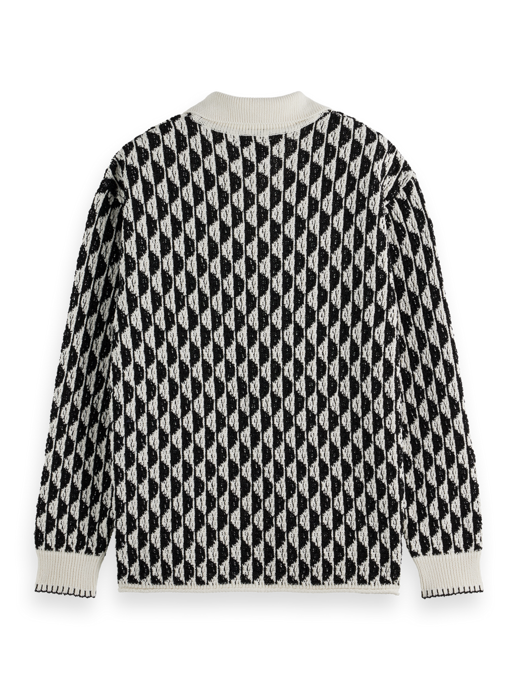 Textured jacquard dropped shoulder long sleeve polo