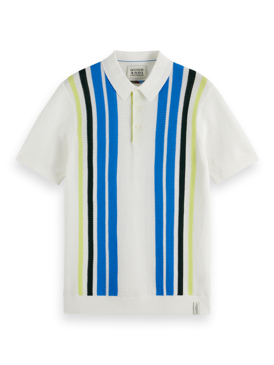 Structured knitted striped polo