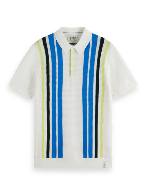 Structured knitted striped polo