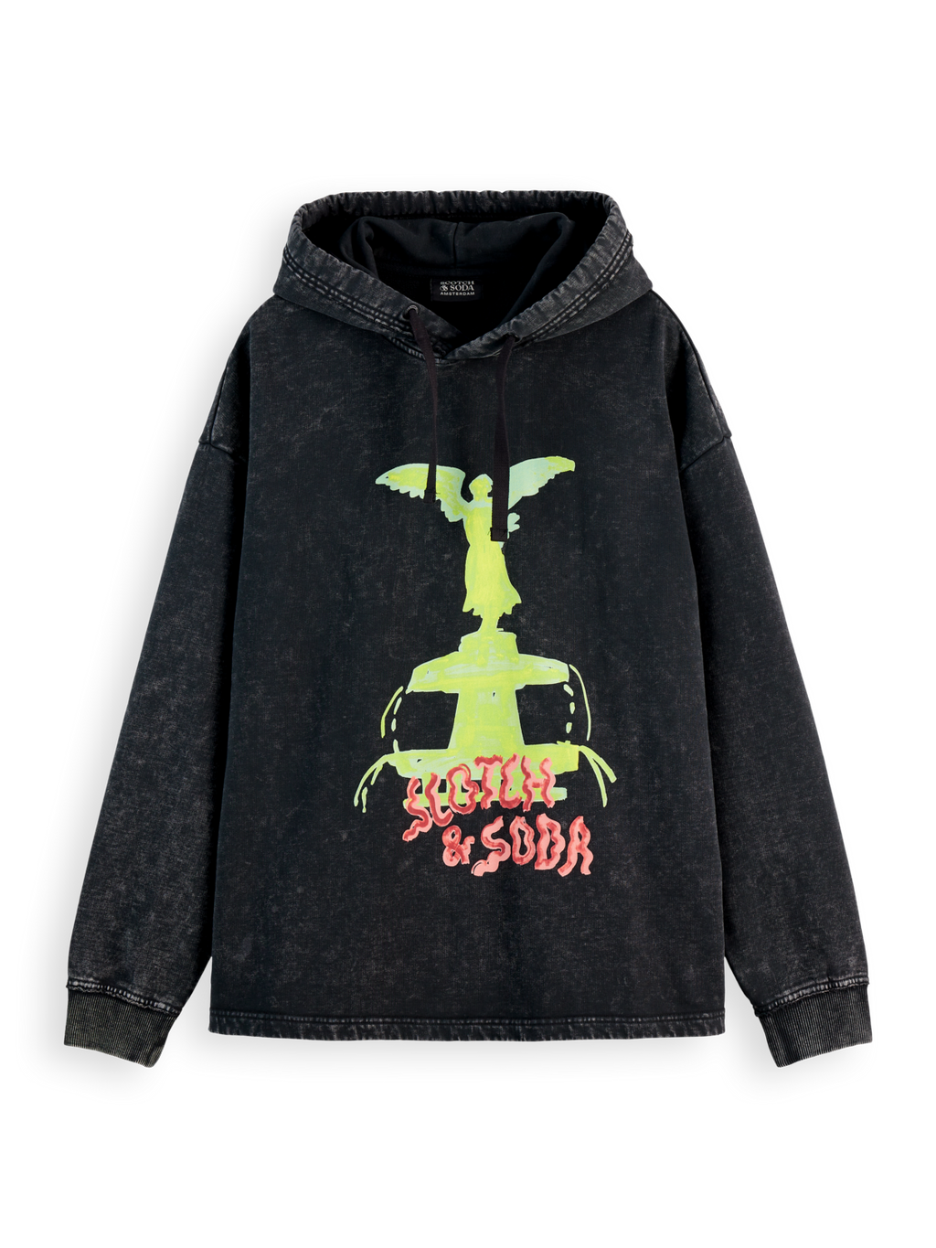Washed artwork relaxed hoodie