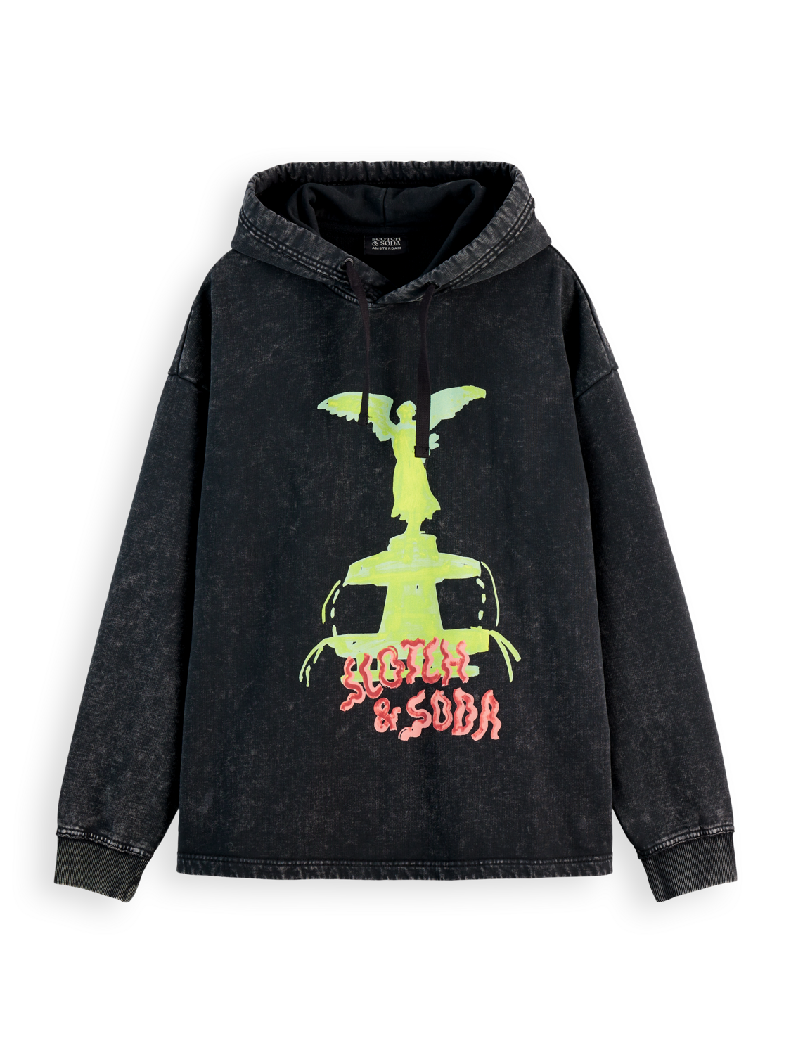Washed artwork relaxed hoodie