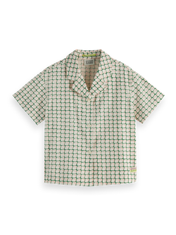 Printed short-sleeved viscose shirt