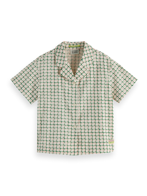 Printed short-sleeved viscose shirt